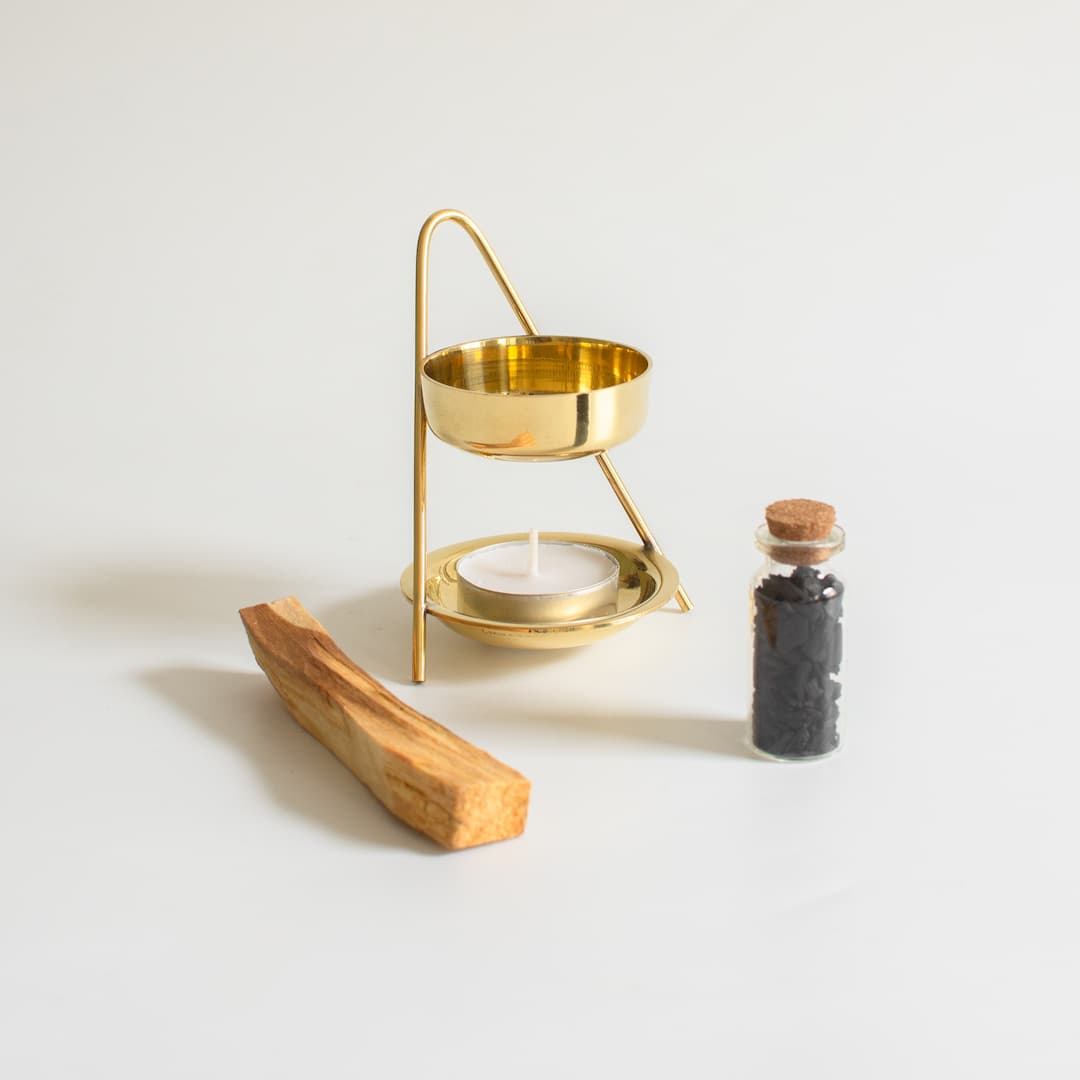 Räucherstövchen, Räucherwerk, Räucherstövchen gold, Palo Santo, Styrax