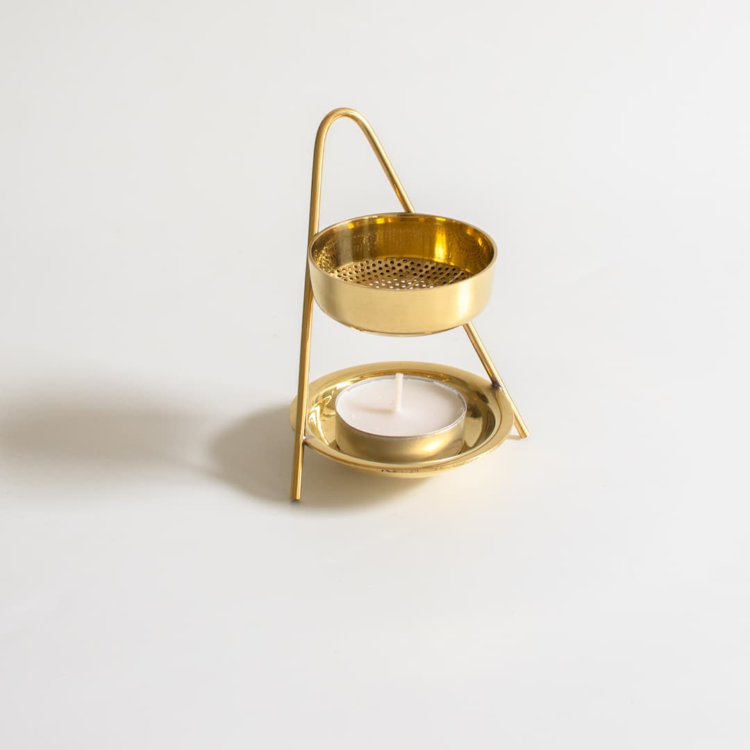 Räucherstövchen, Stövchen zum Räuchern, Räucherwerk, Räuchersieb, Räucherstövchen gold