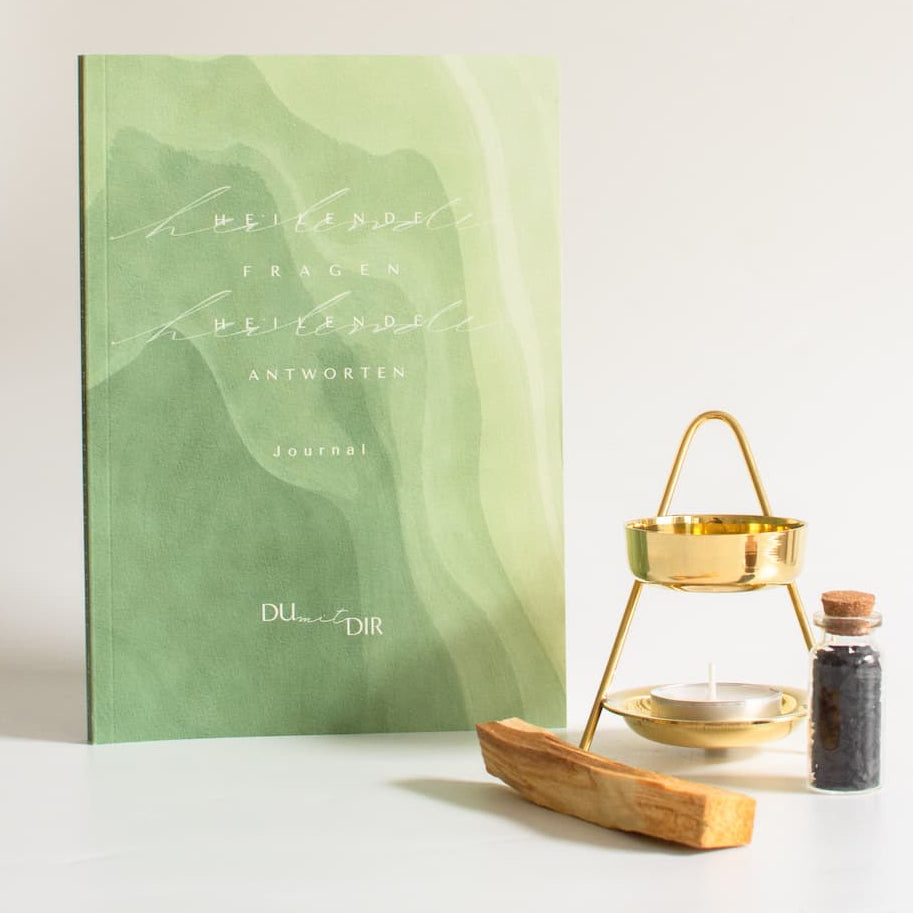 Räucherset, Styrax, Räucherstövchen mit Sieb, Palo Santo, Achtsamkeit Tagebuch